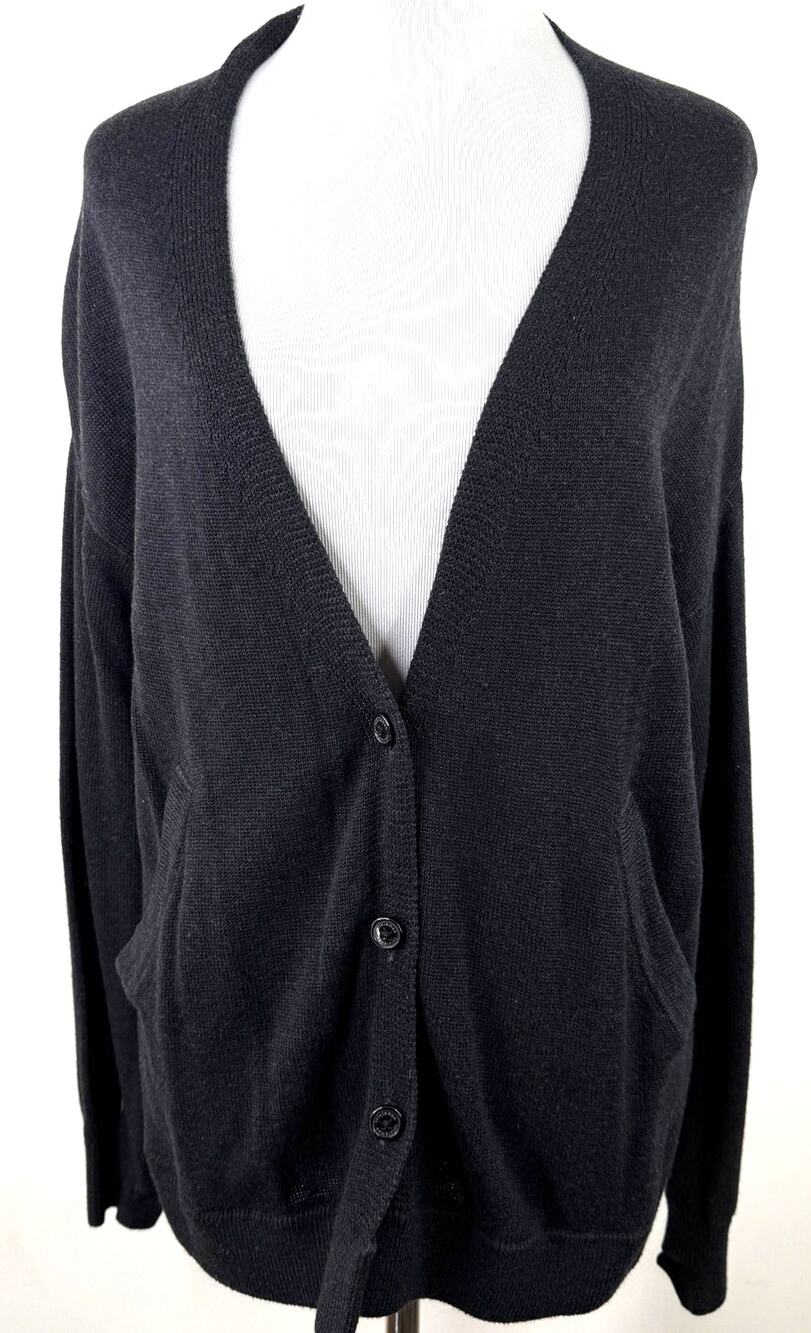 Lululemon Women's Black Button Mixed Media Pocketed Cardigan Sweater